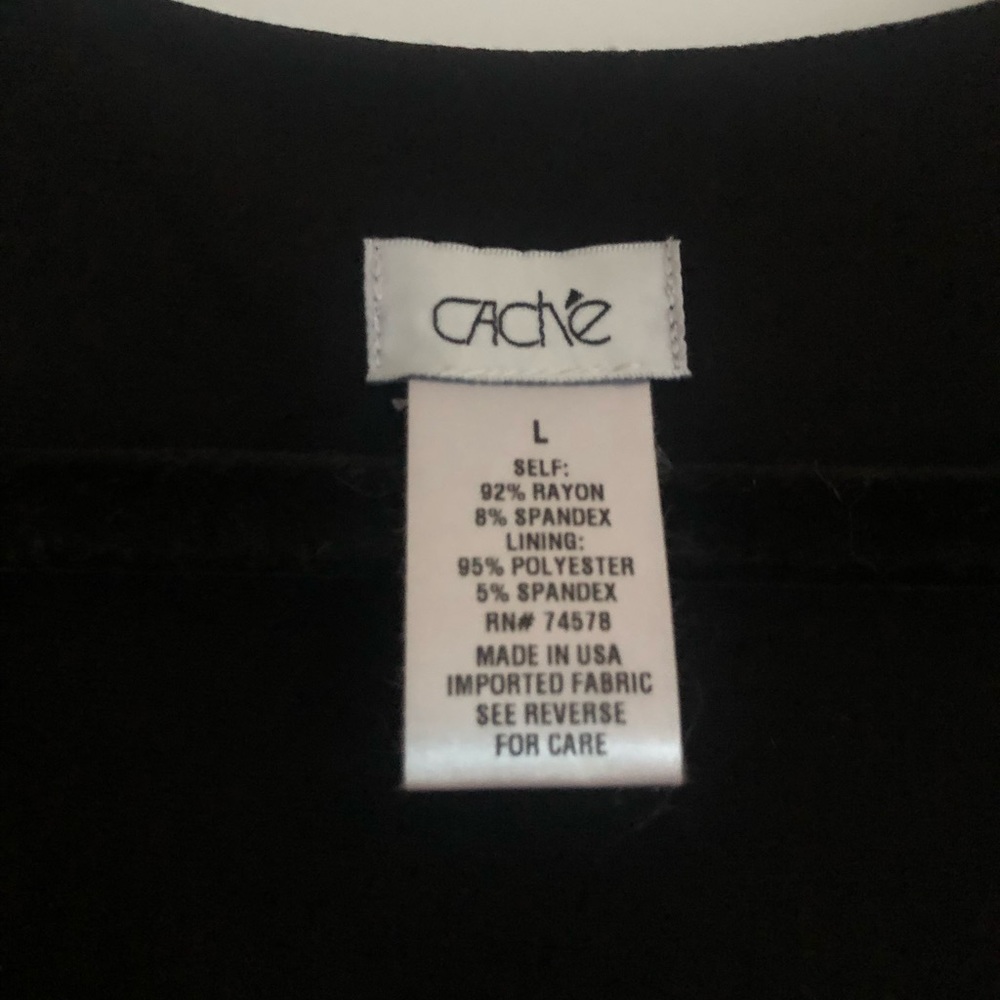 CACHE wrap dress; 3/4 “ sleeves, buckle waist to adjust. Never worn. Feels good. - Picture 12 of 13